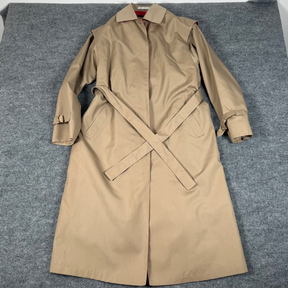 Misty Harbor 12P Trench Coat Wool Blend Double Breasted Belted Lined Made in USA